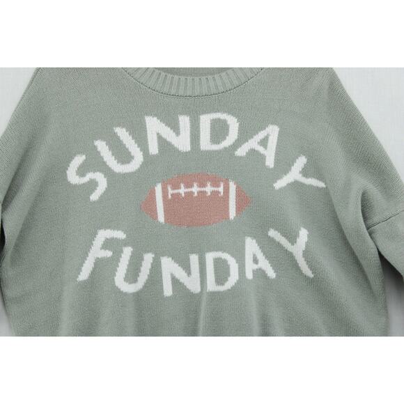 Moon & Madison Sunday Funday Sweater Women's Medium Green Football Fan Sweater - Picture 2 of 8